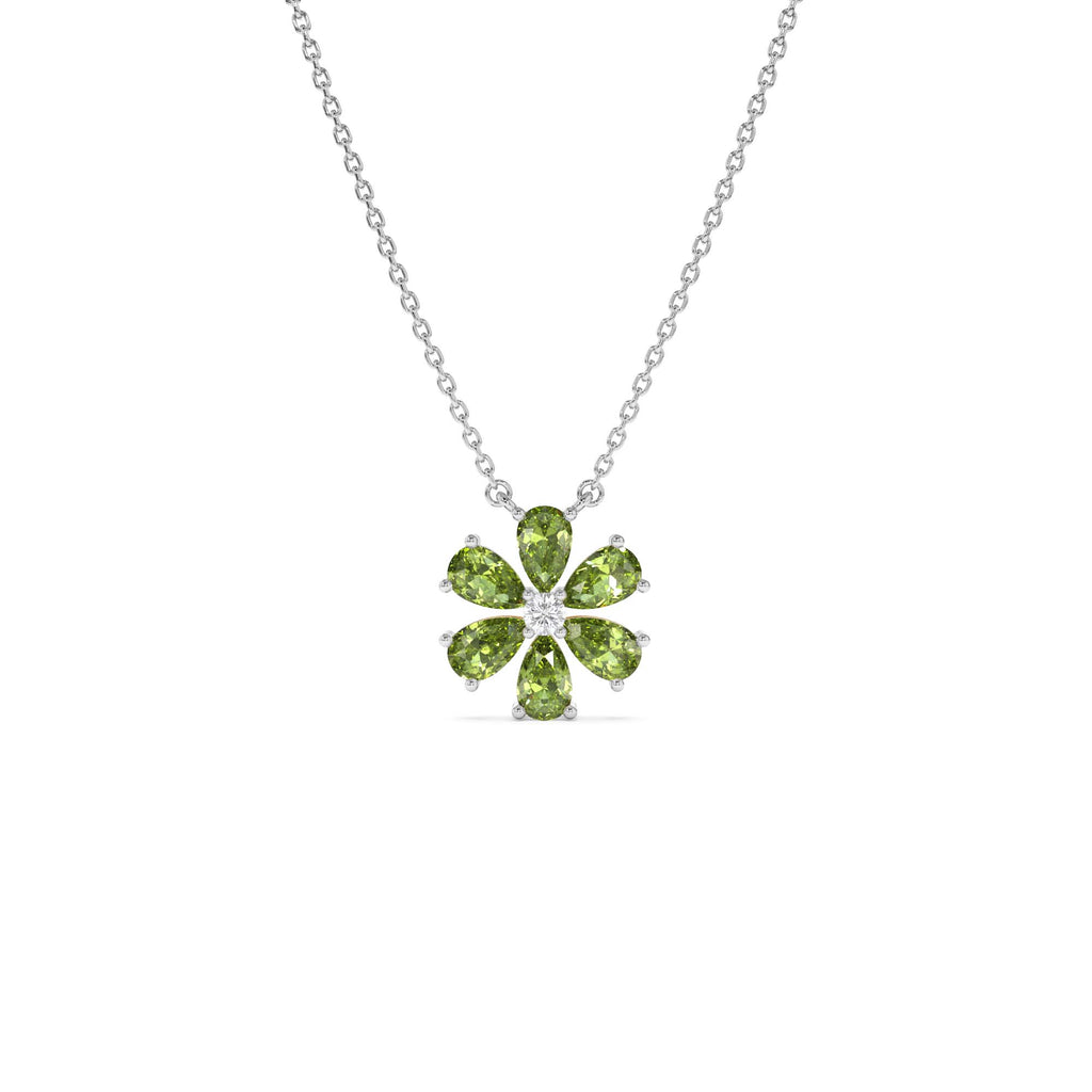 Peridot Flower Necklace in 14K Gold — view 2