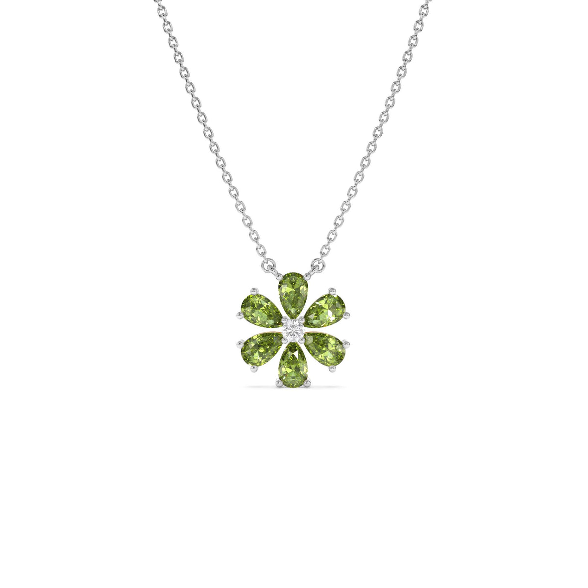 Peridot Flower Necklace in 14K Gold — view 2