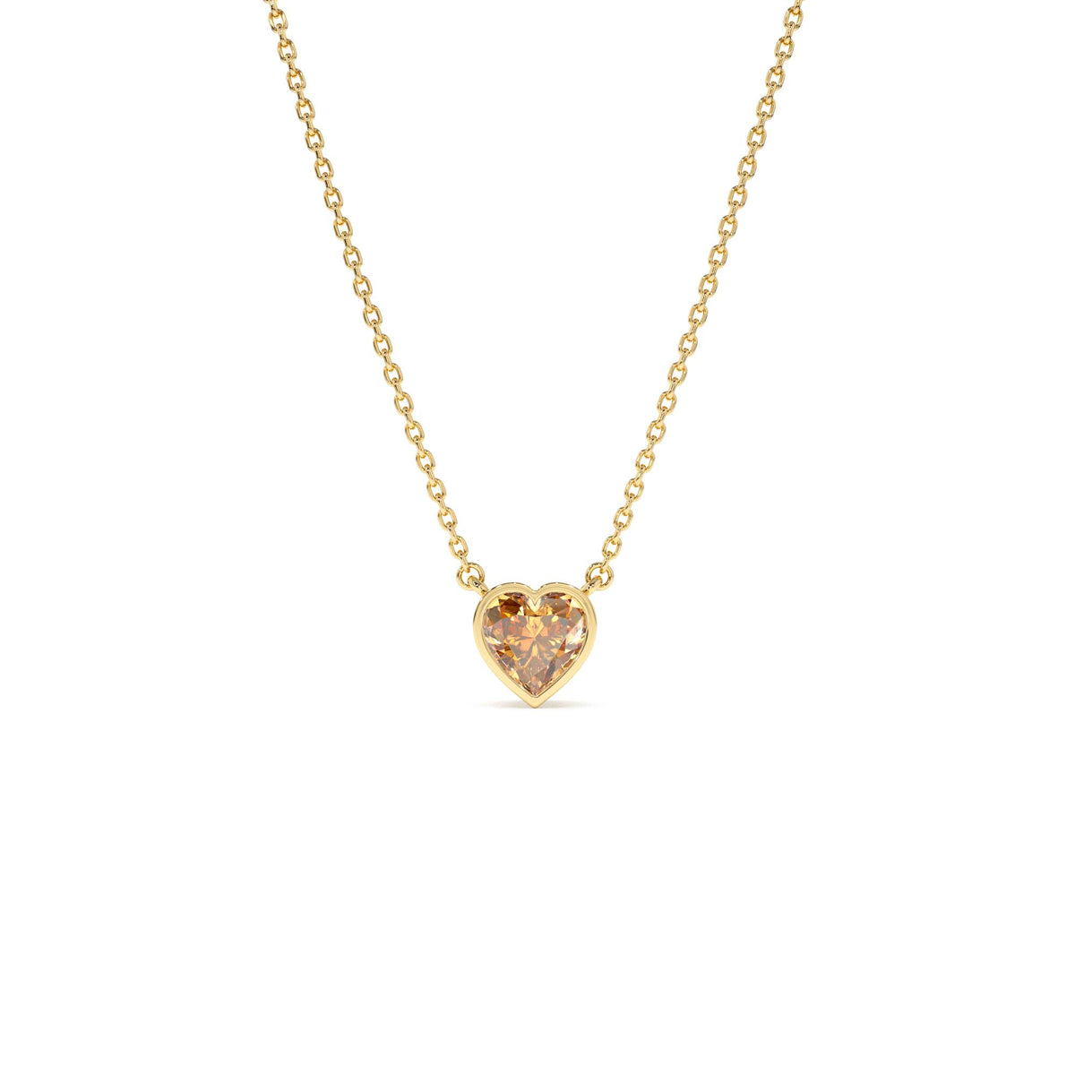 Heart Shaped Citrine Layering Necklace in 14K Gold — view 1