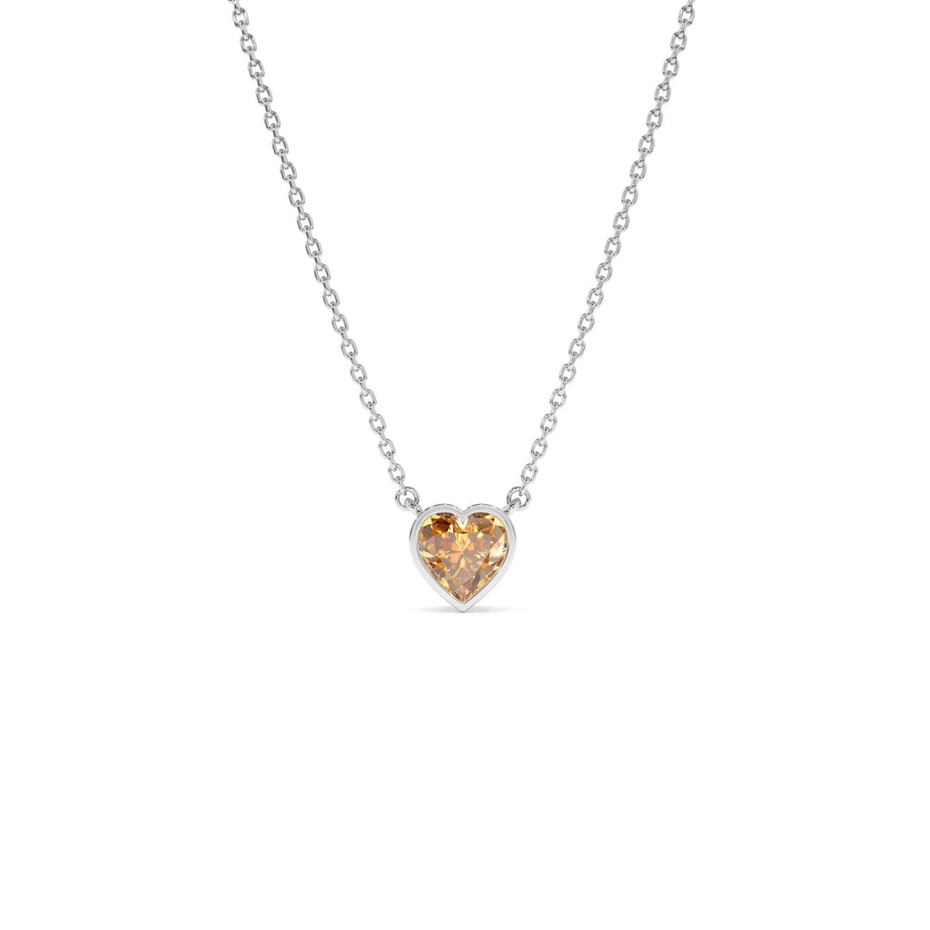 Heart Shaped Citrine Layering Necklace in 14K Gold — view 3