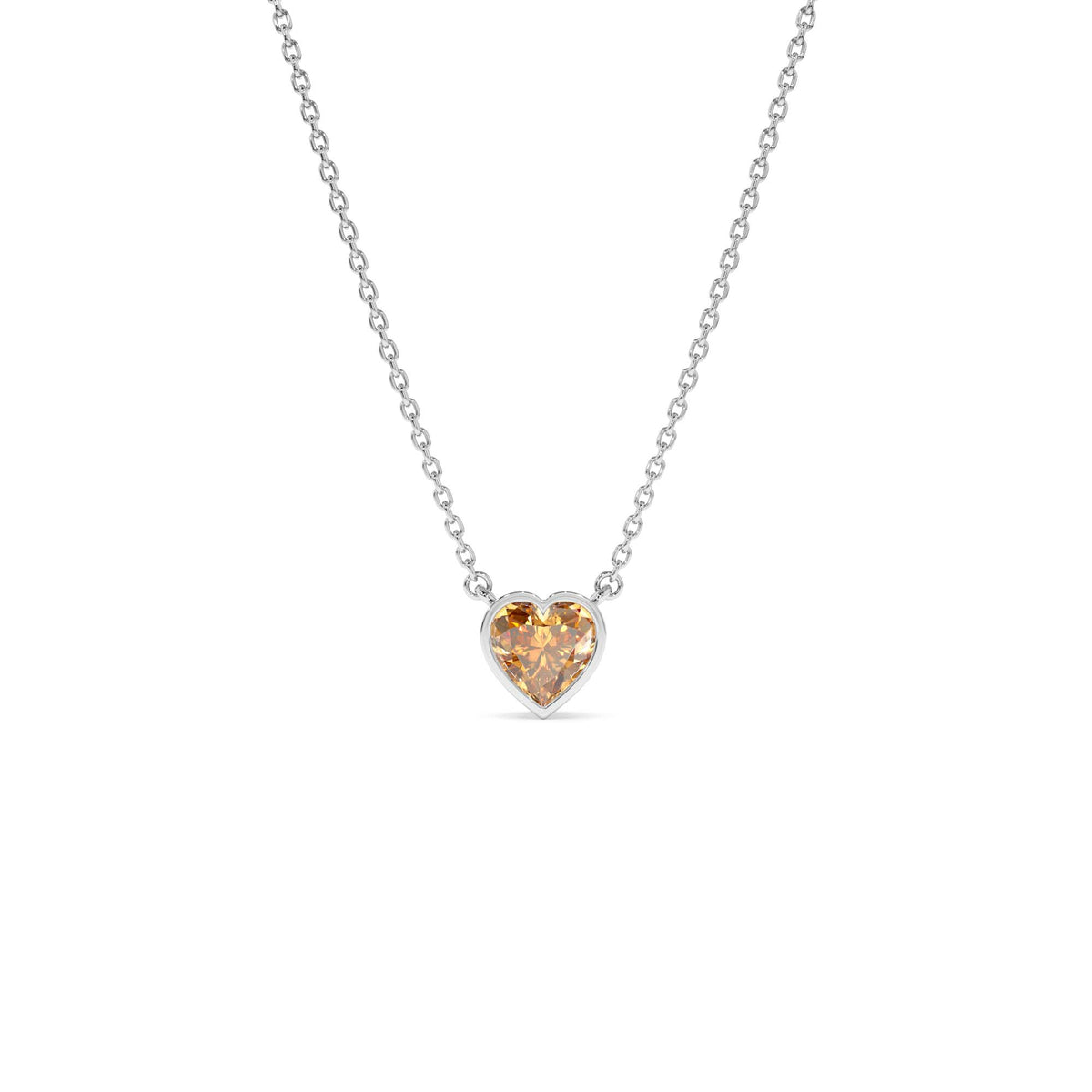 Heart Shaped Citrine Layering Necklace in 14K Gold — view 3