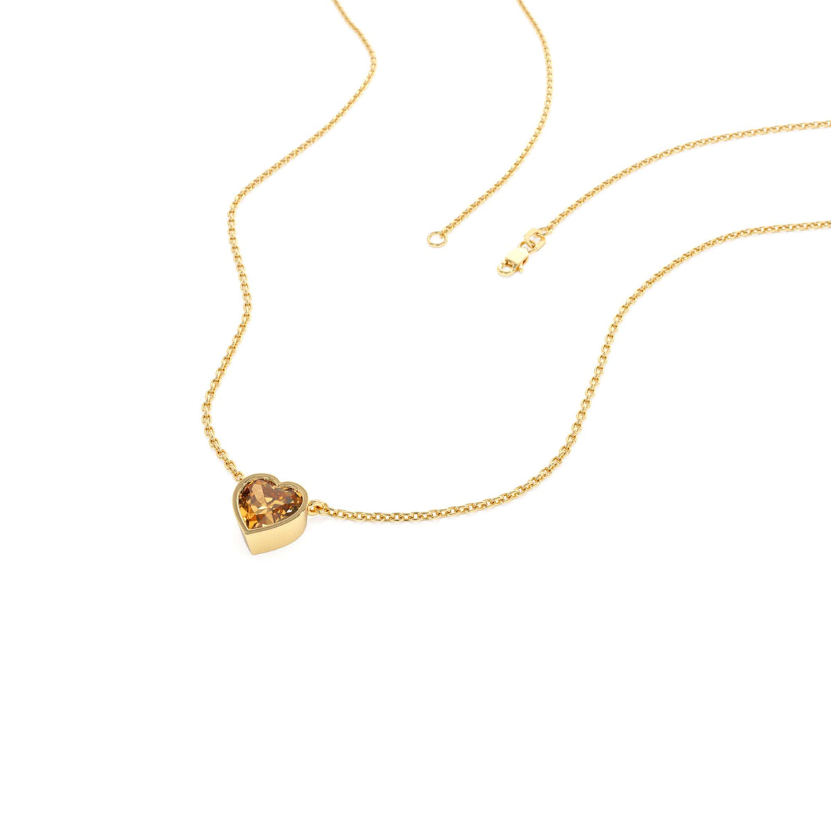 Heart Shaped Citrine Layering Necklace in 14K Gold — view 2