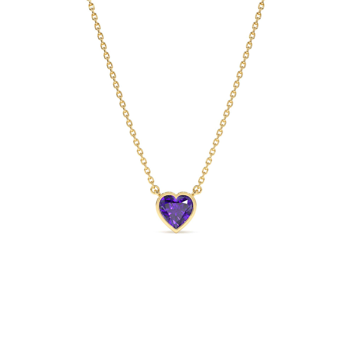 Heart Shaped Amethyst Layering Necklace in 14K Gold — view 1