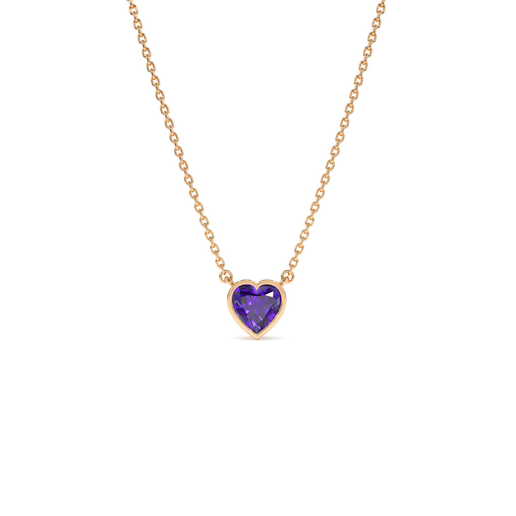 Heart Shaped Amethyst Layering Necklace in 14K Gold — view 4