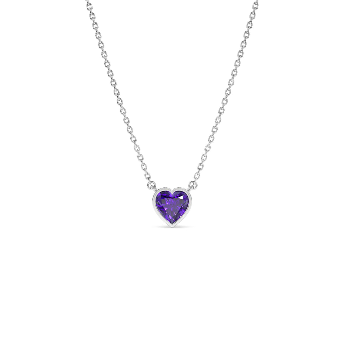 Heart Shaped Amethyst Layering Necklace in 14K Gold — view 3