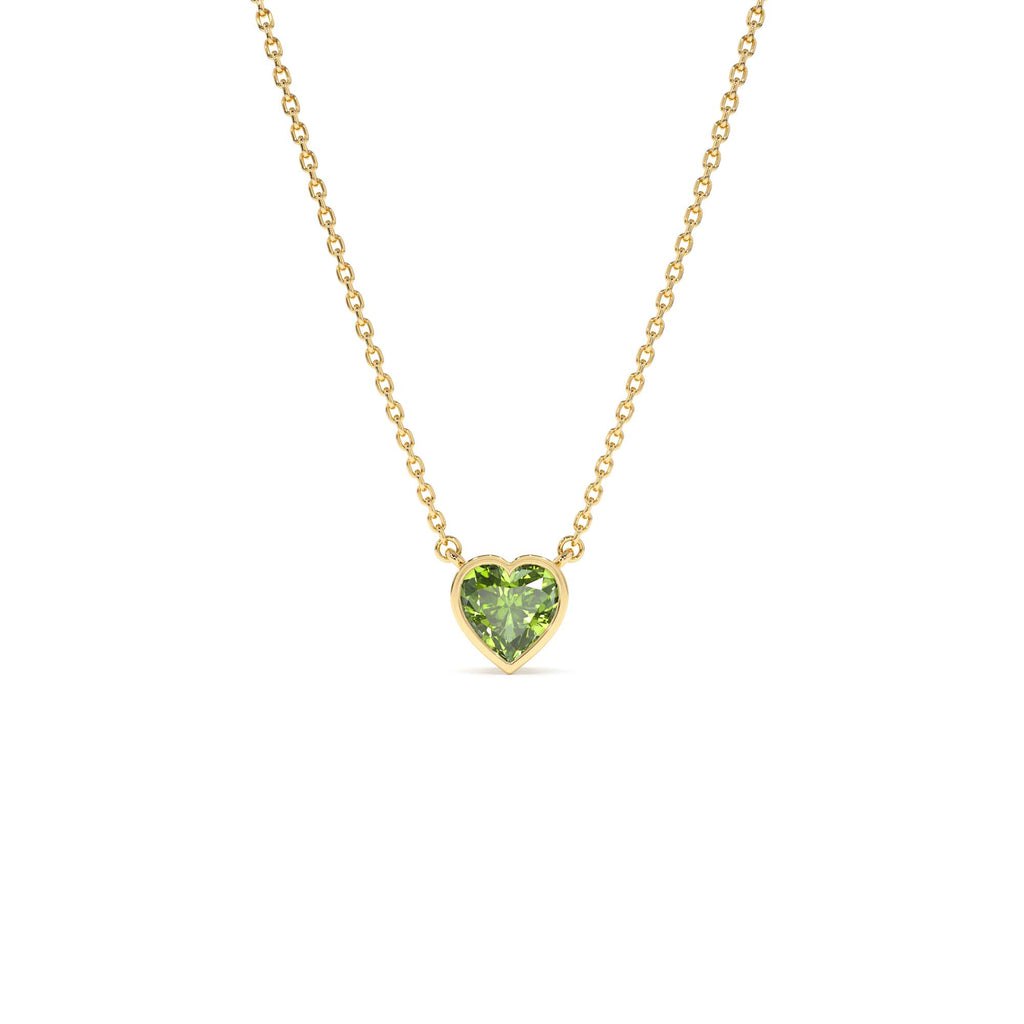 Heart Shaped Peridot Layering Necklace in 14K Gold — view 1