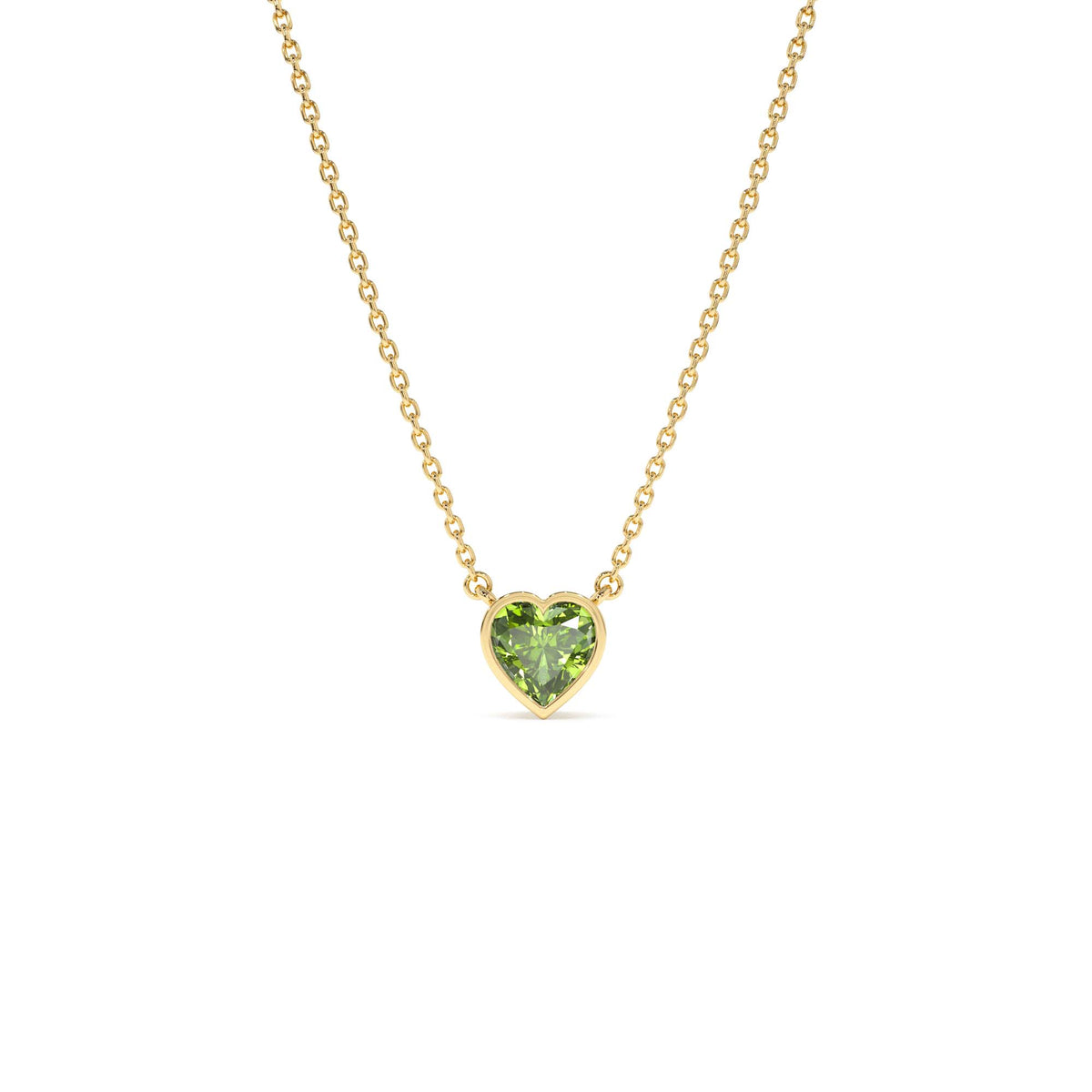 Heart Shaped Peridot Layering Necklace in 14K Gold — view 1
