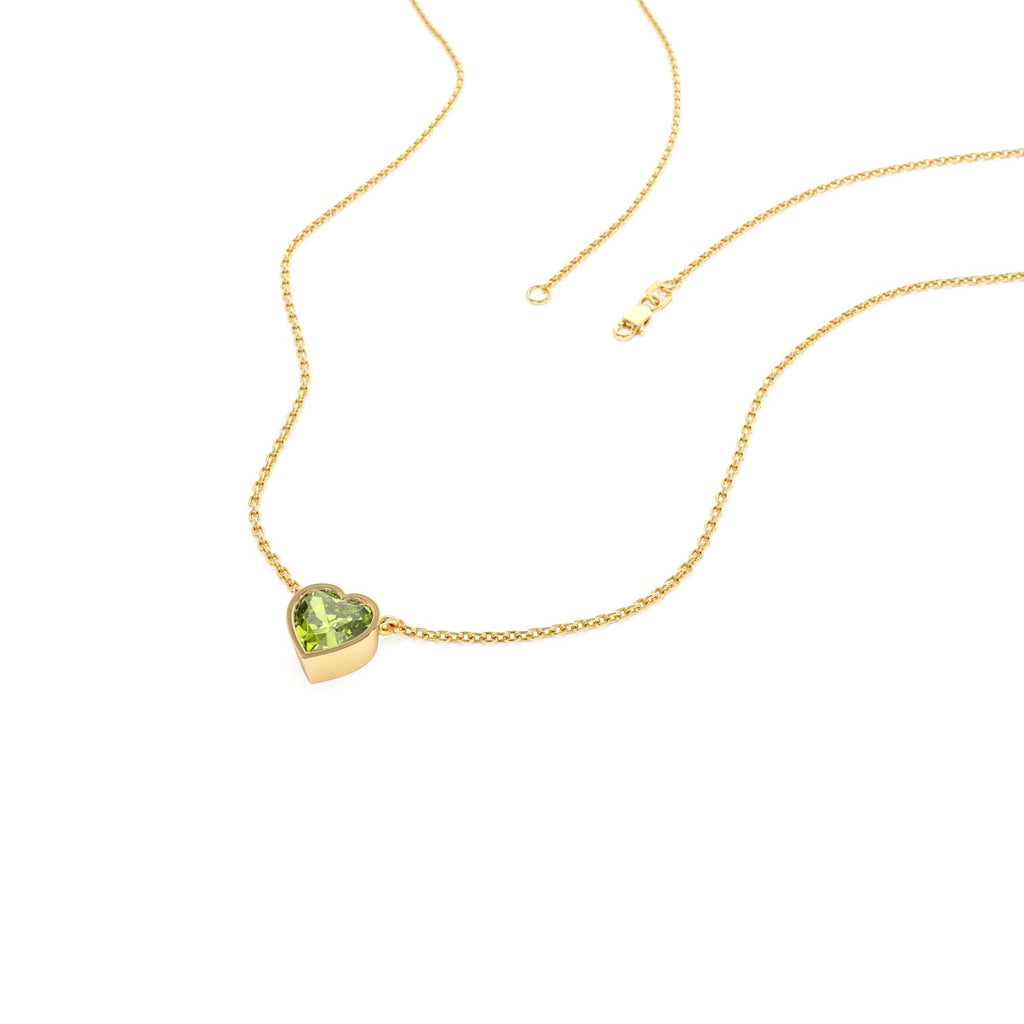 Heart Shaped Peridot Layering Necklace in 14K Gold — view 2