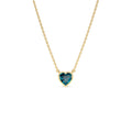 Heart Shaped London Blue Topaz Layering Necklace in 14K Gold — view 1