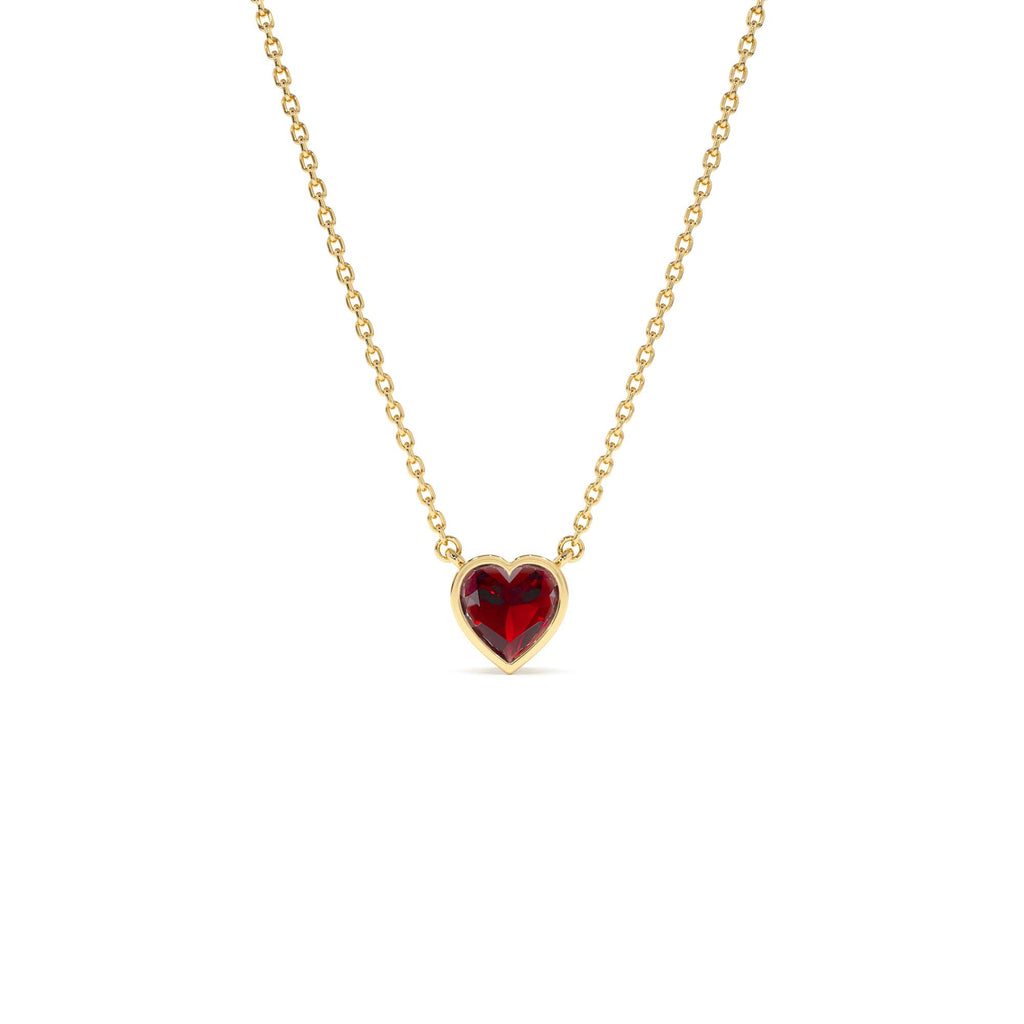 Heart Shaped Garnet Layering Necklace in 14K Gold — view 1