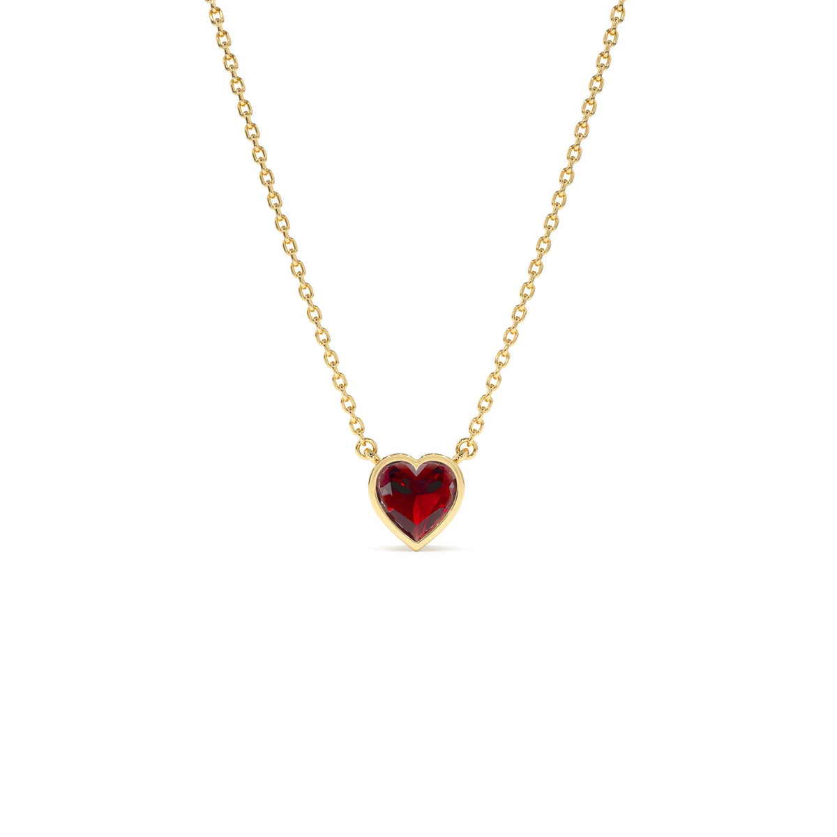 Heart Shaped Garnet Layering Necklace in 14K Gold — view 1