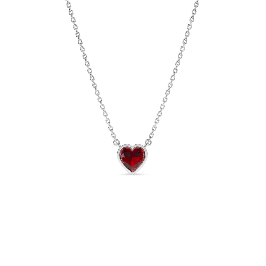 Heart Shaped Garnet Layering Necklace in 14K Gold — view 3