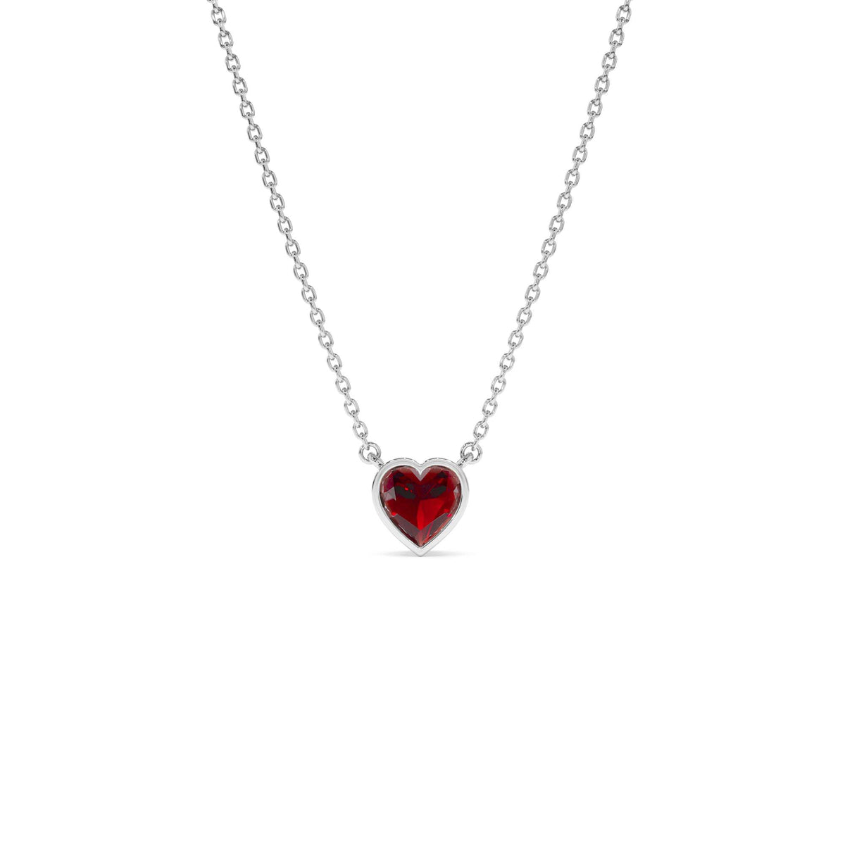 Heart Shaped Garnet Layering Necklace in 14K Gold — view 3