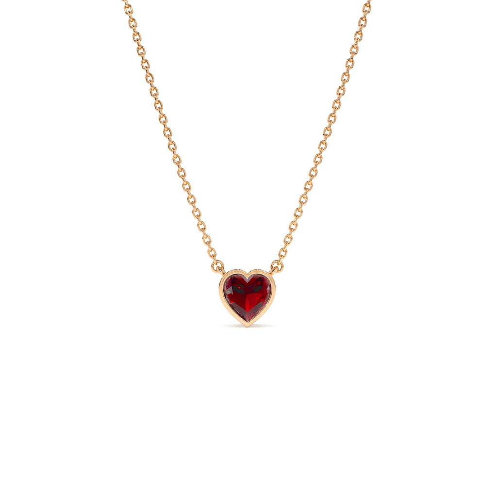 Heart Shaped Garnet Layering Necklace in 14K Gold — view 4
