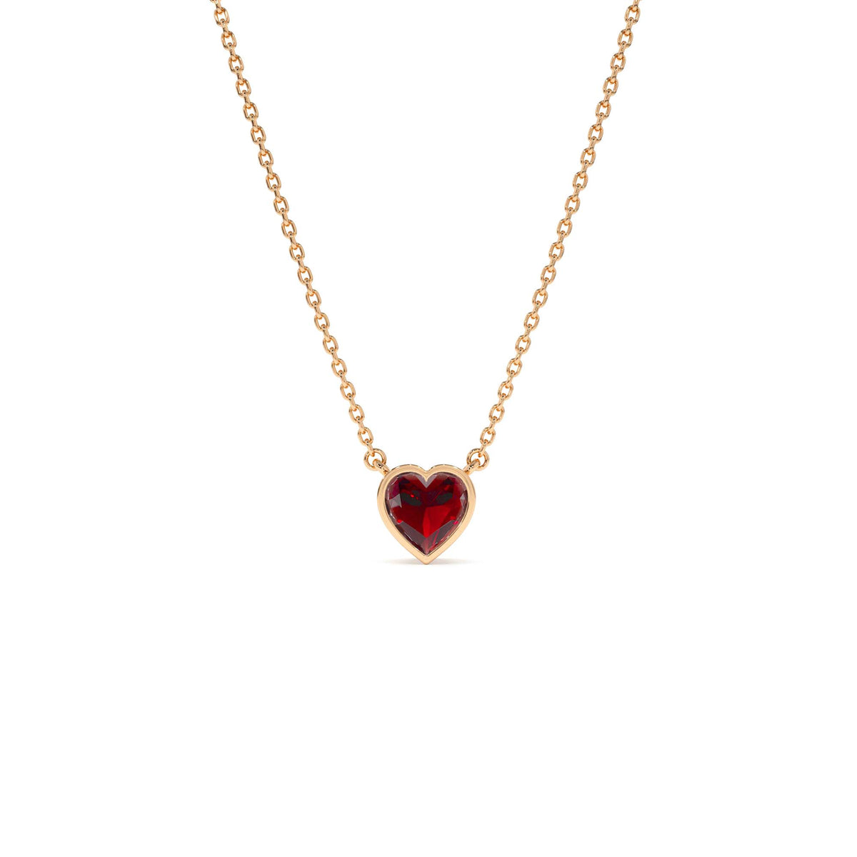 Heart Shaped Garnet Layering Necklace in 14K Gold — view 4