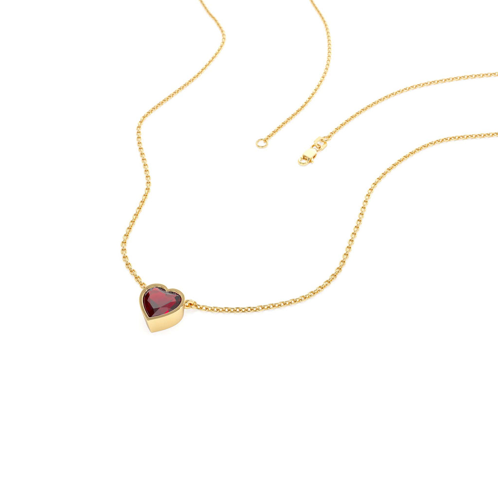 Heart Shaped Garnet Layering Necklace in 14K Gold — view 2