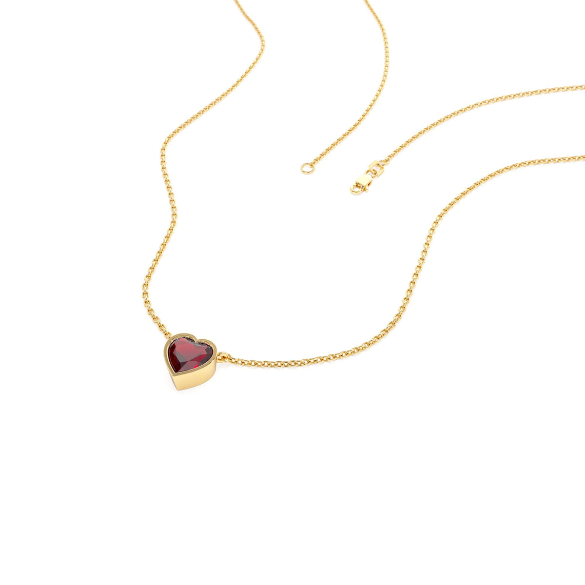 Heart Shaped Garnet Layering Necklace in 14K Gold — view 2