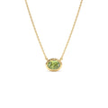 Oval Shape Bezel Set Peridot Necklace in 14K Gold — view 1