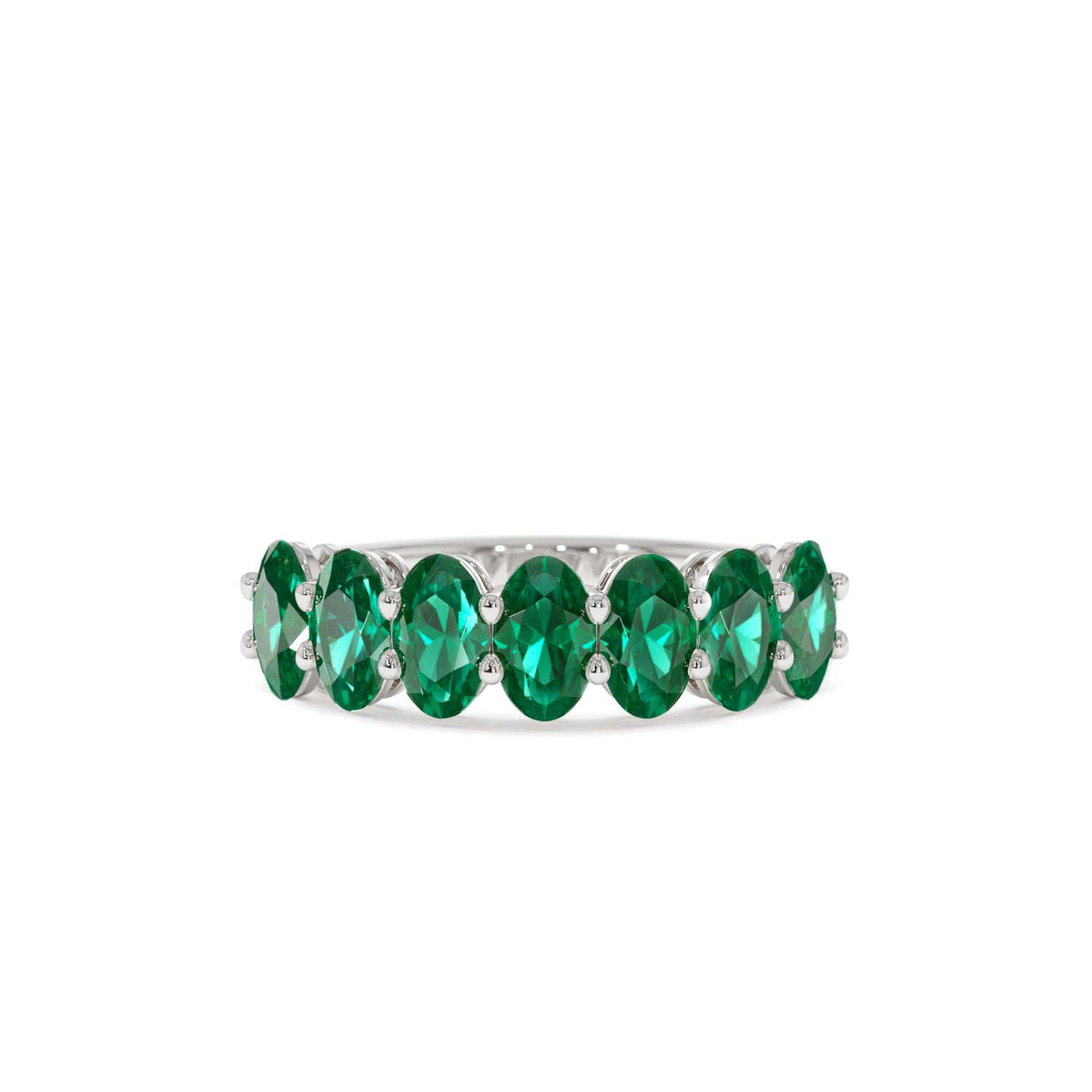 Oval Shaped Basket Setting Emerald Ring in 14K Gold — view 4