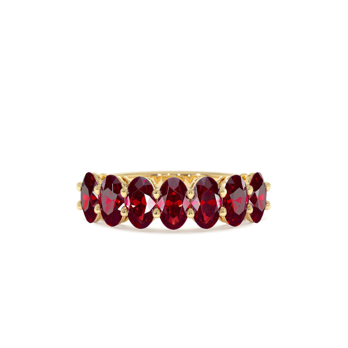 Oval Shaped Basket Setting Ruby Ring in 14K Gold — view 1