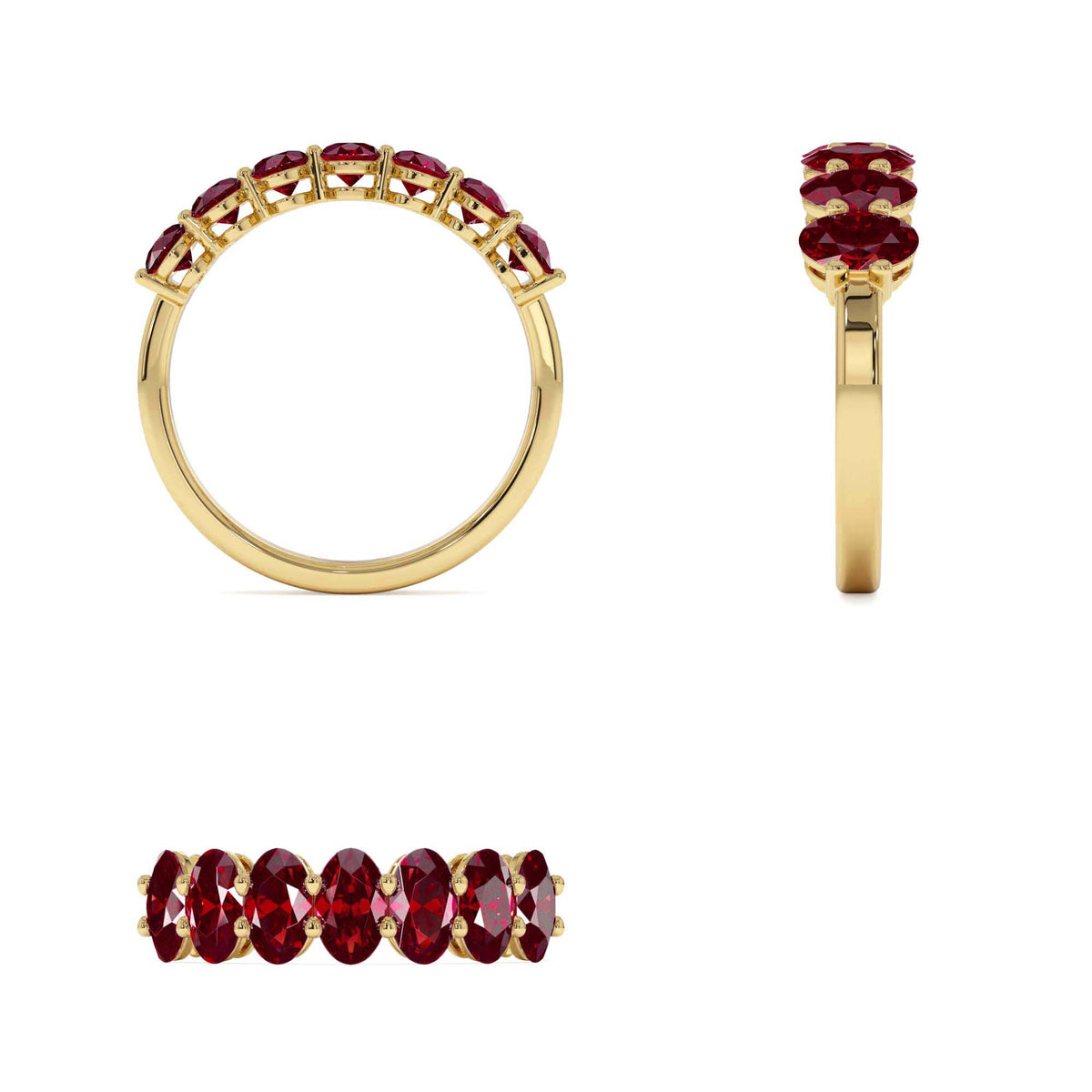 Oval Shaped Basket Setting Ruby Ring in 14K Gold — view 3