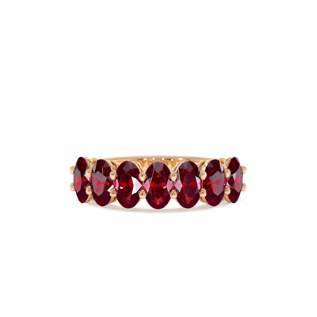 Oval Shaped Basket Setting Ruby Ring in 14K Gold — view 5