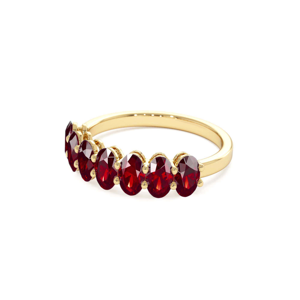 Oval Shaped Basket Setting Ruby Ring in 14K Gold — view 2