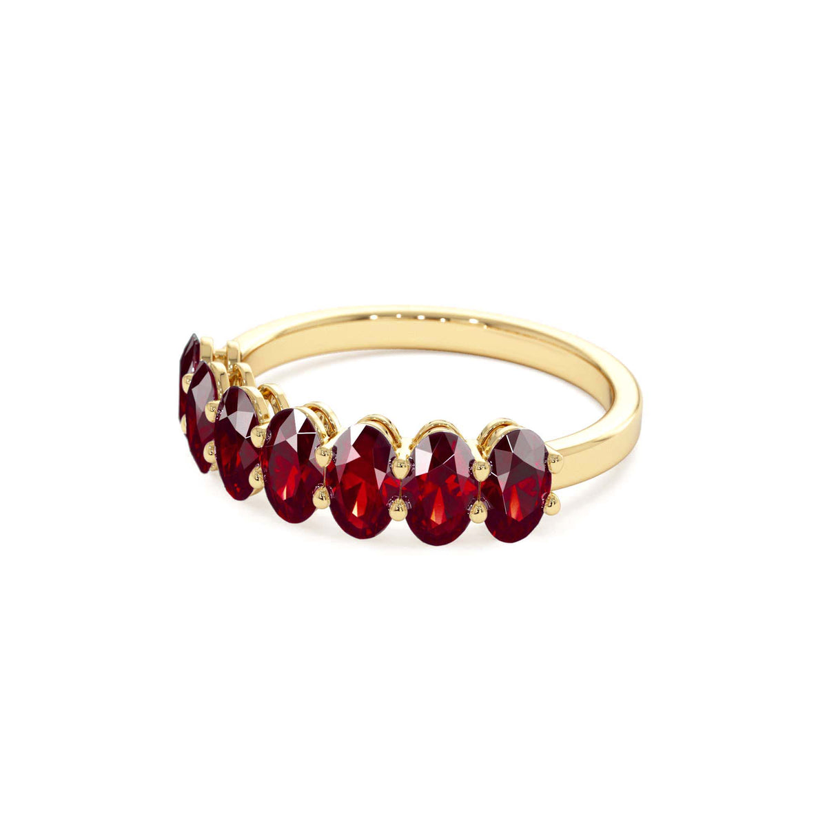 Oval Shaped Basket Setting Ruby Ring in 14K Gold — view 2