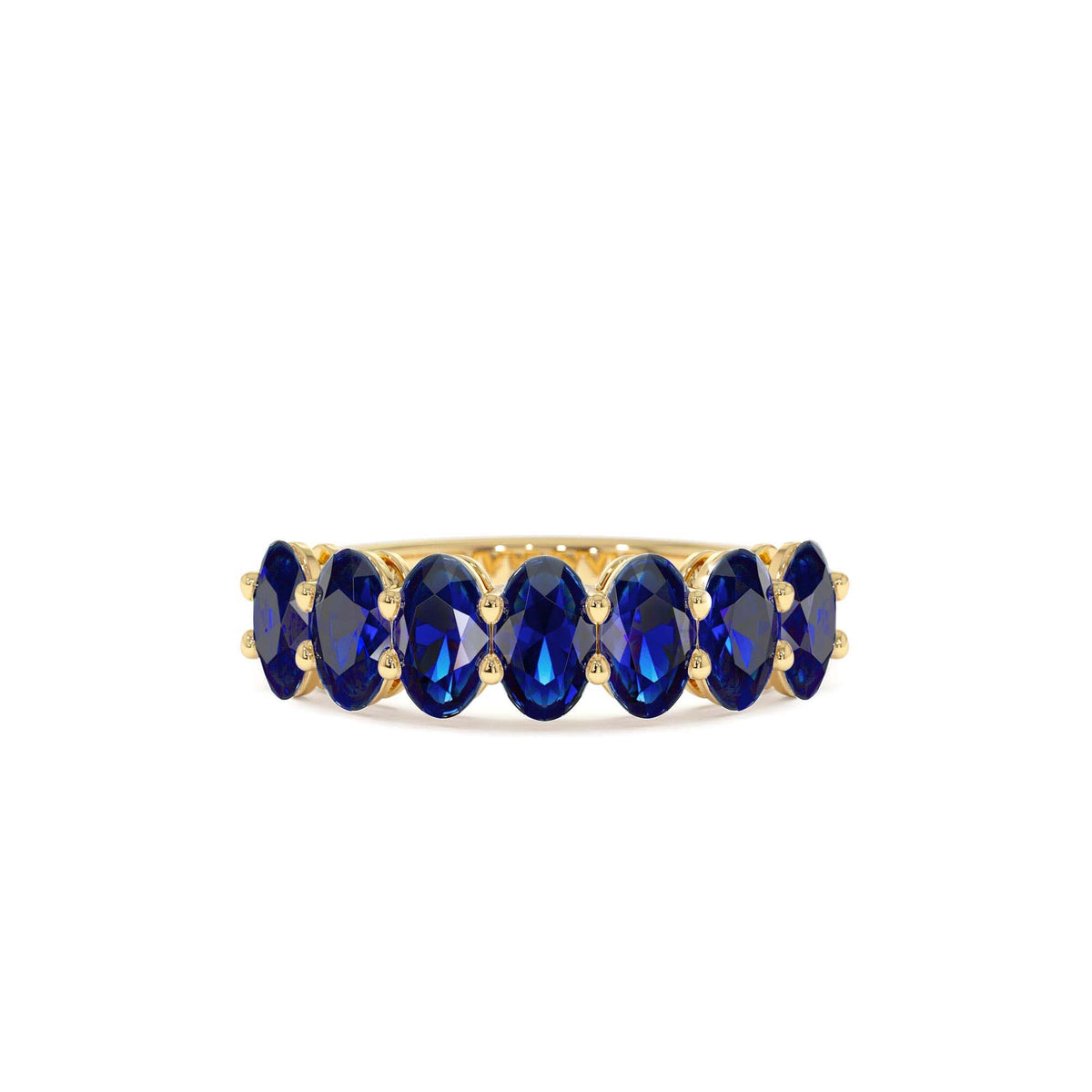 Oval Shaped Basket Setting Sapphire Ring in 14K Gold — view 1