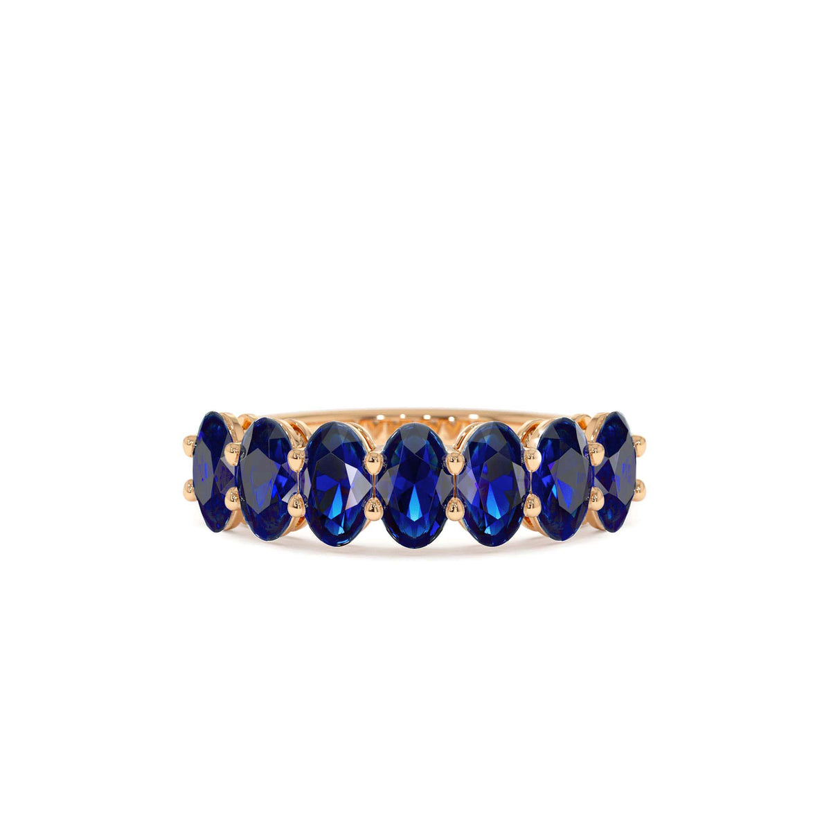Oval Shaped Basket Setting Sapphire Ring in 14K Gold — view 5