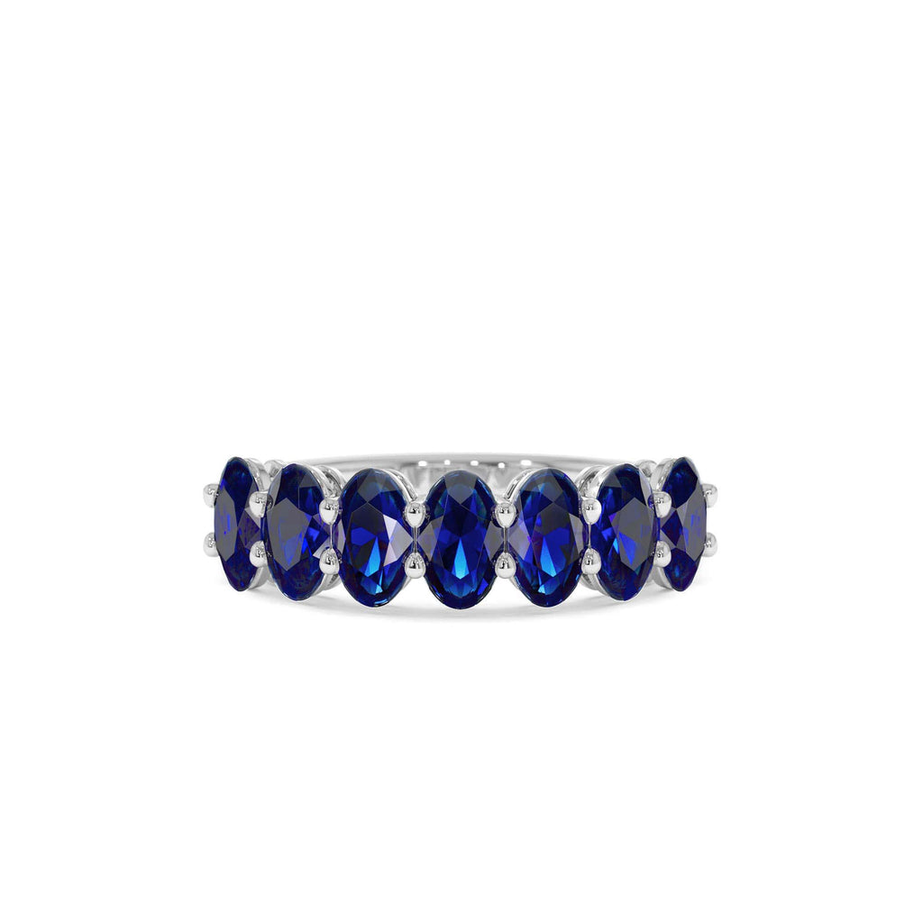 Oval Shaped Basket Setting Sapphire Ring in 14K Gold — view 4