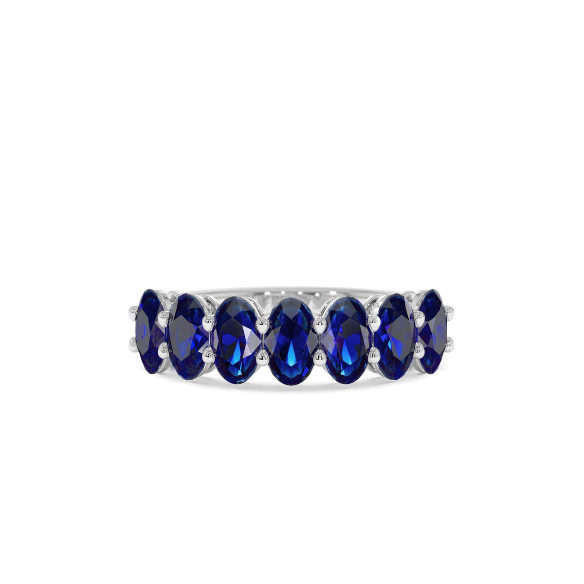 Oval Shaped Basket Setting Sapphire Ring in 14K Gold — view 4