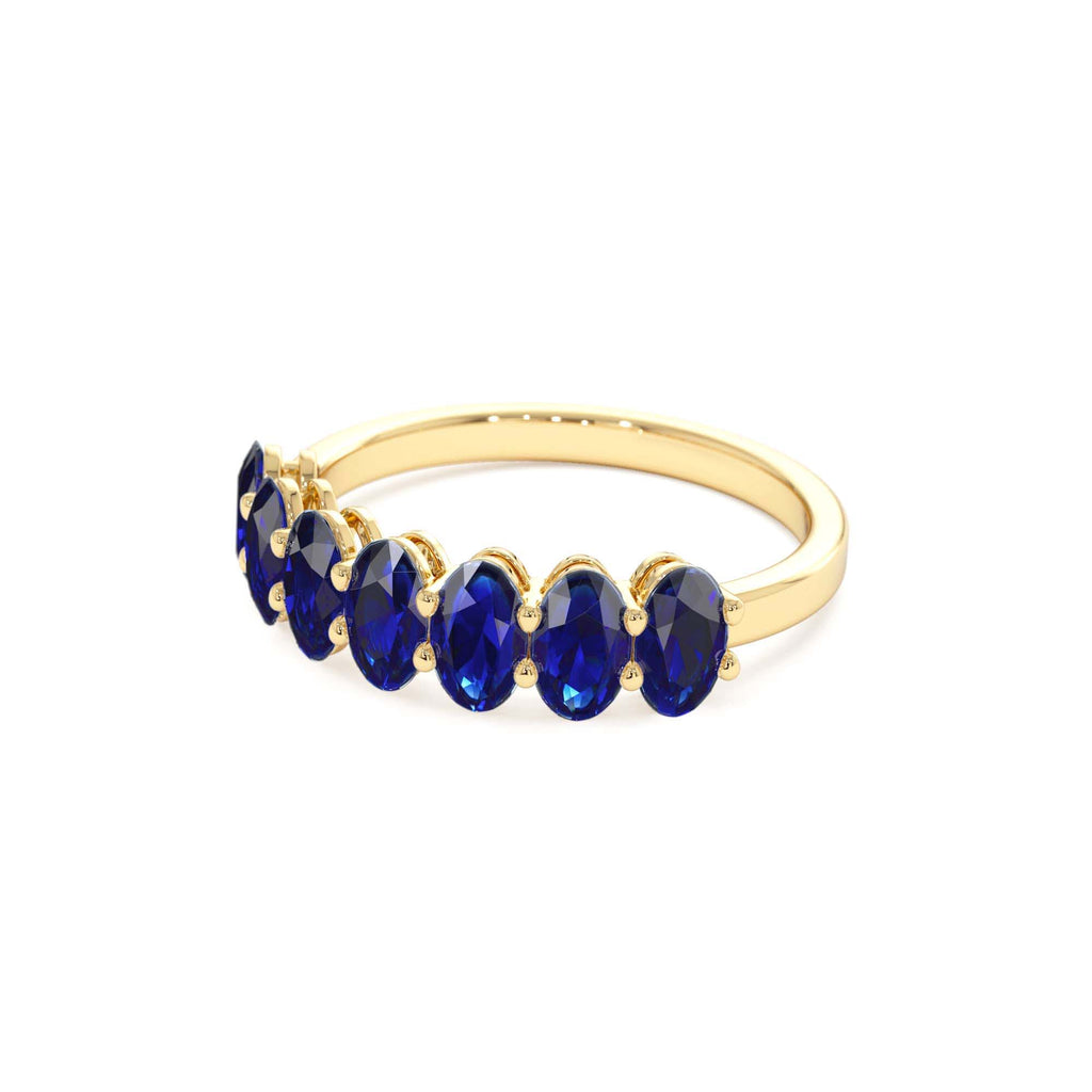 Oval Shaped Basket Setting Sapphire Ring in 14K Gold — view 2