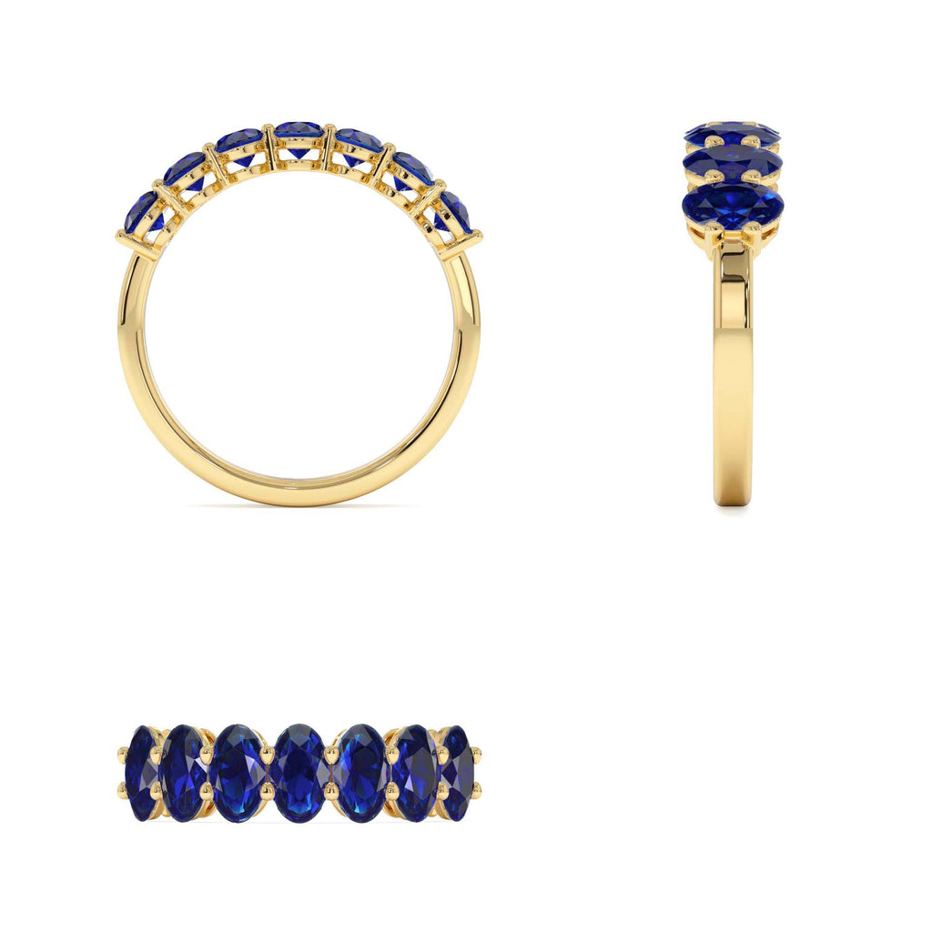 Oval Shaped Basket Setting Sapphire Ring in 14K Gold — view 3