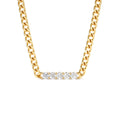 Diamond Bar Cuban Chain Necklace in 14K Gold — view 1