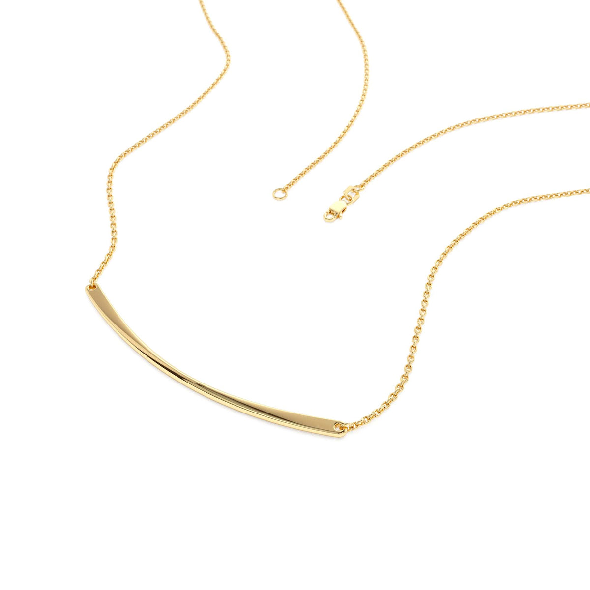 Curved Bar Necklace in 14K Gold — view 2