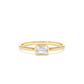 Bezel Set Emerald Cut Diamond Solitaire Ring in 14K Gold — view 1
