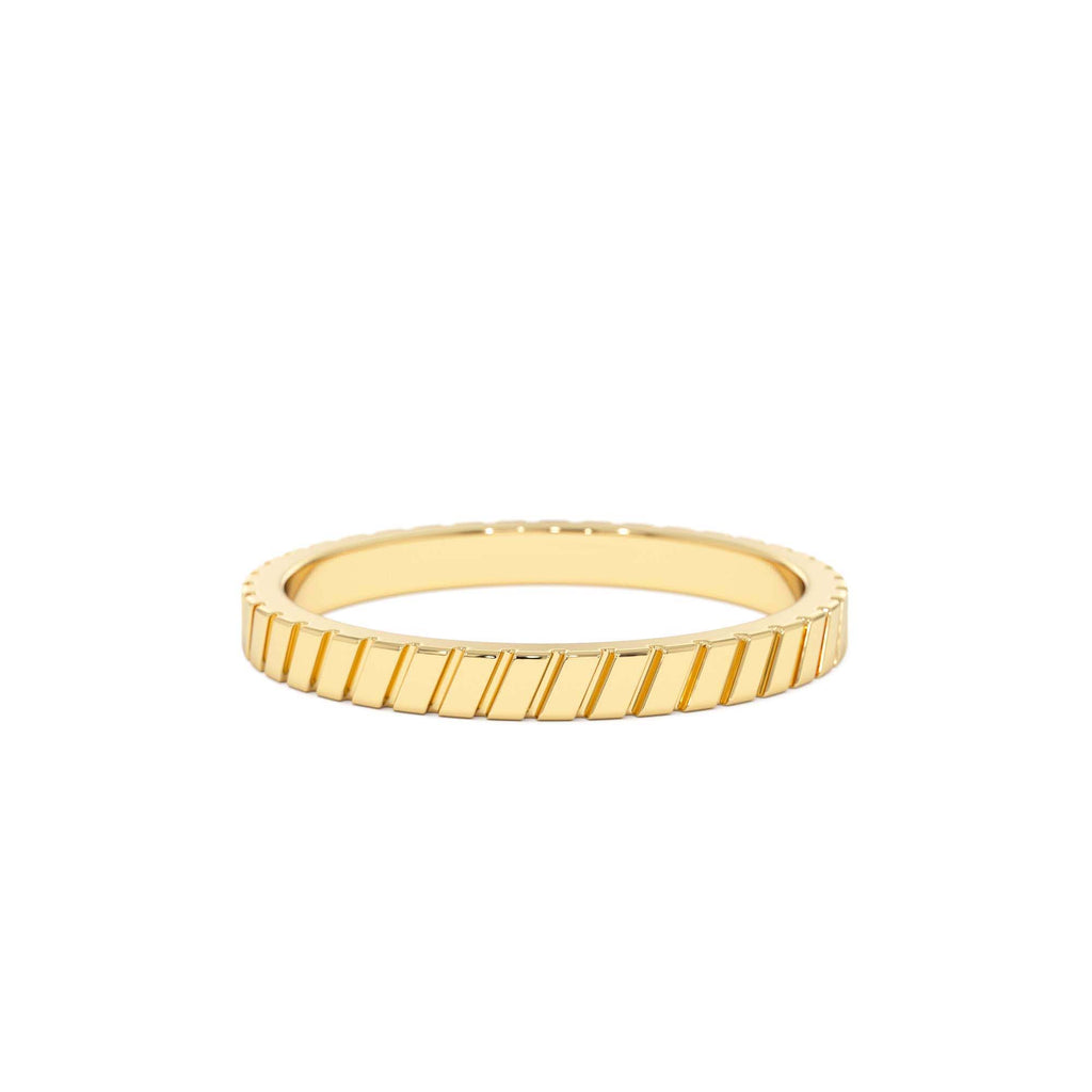 Diagonal Fluted Band Ring in 14K Gold — view 1