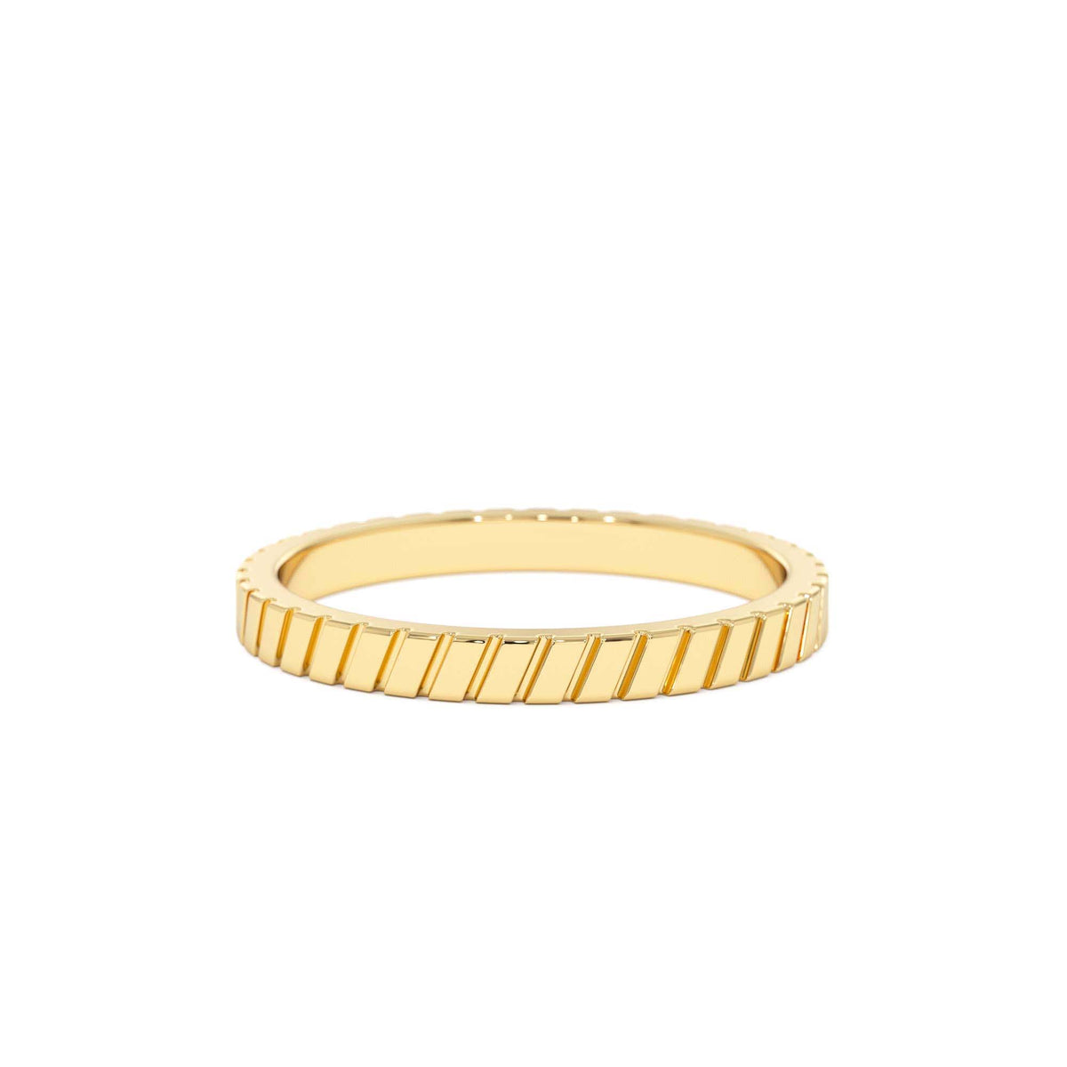 Diagonal Fluted Band Ring in 14K Gold — view 1