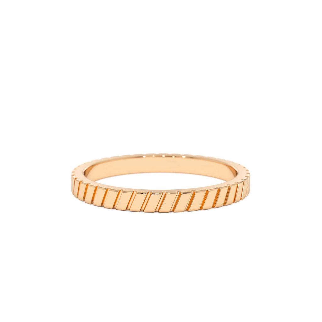 Diagonal Fluted Band Ring in 14K Gold — view 5