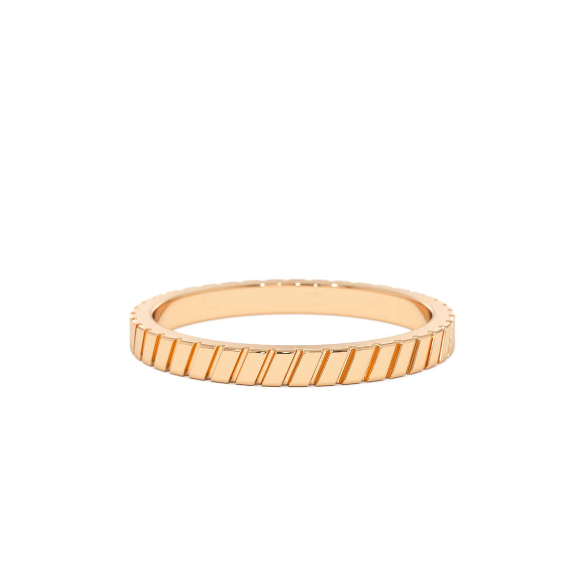 Diagonal Fluted Band Ring in 14K Gold — view 5