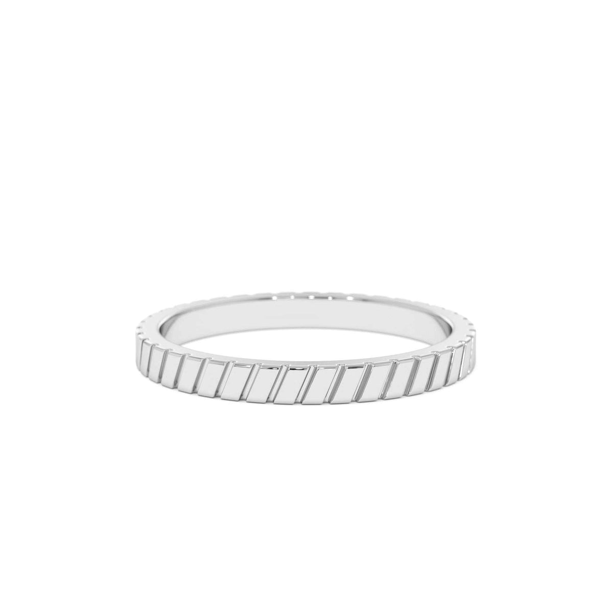 Diagonal Fluted Band Ring in 14K Gold — view 4