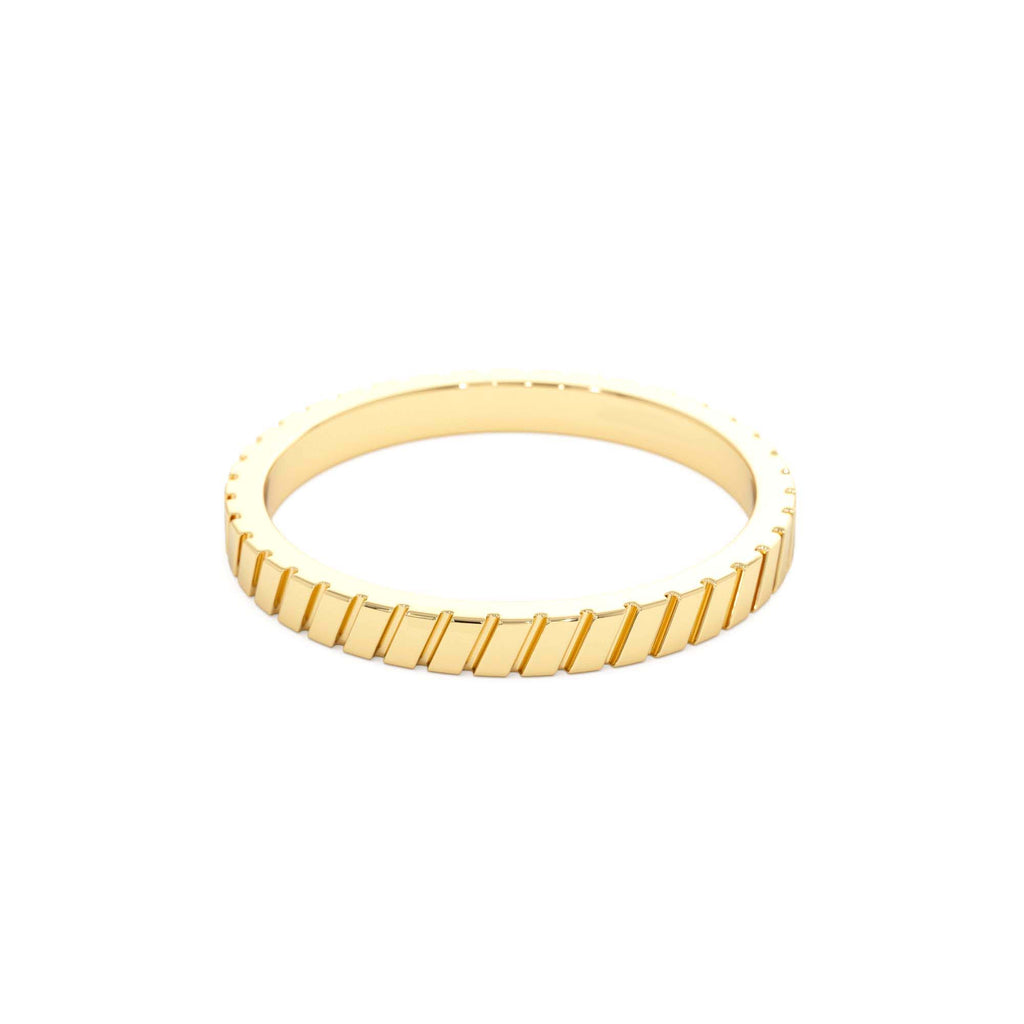 Diagonal Fluted Band Ring in 14K Gold — view 2