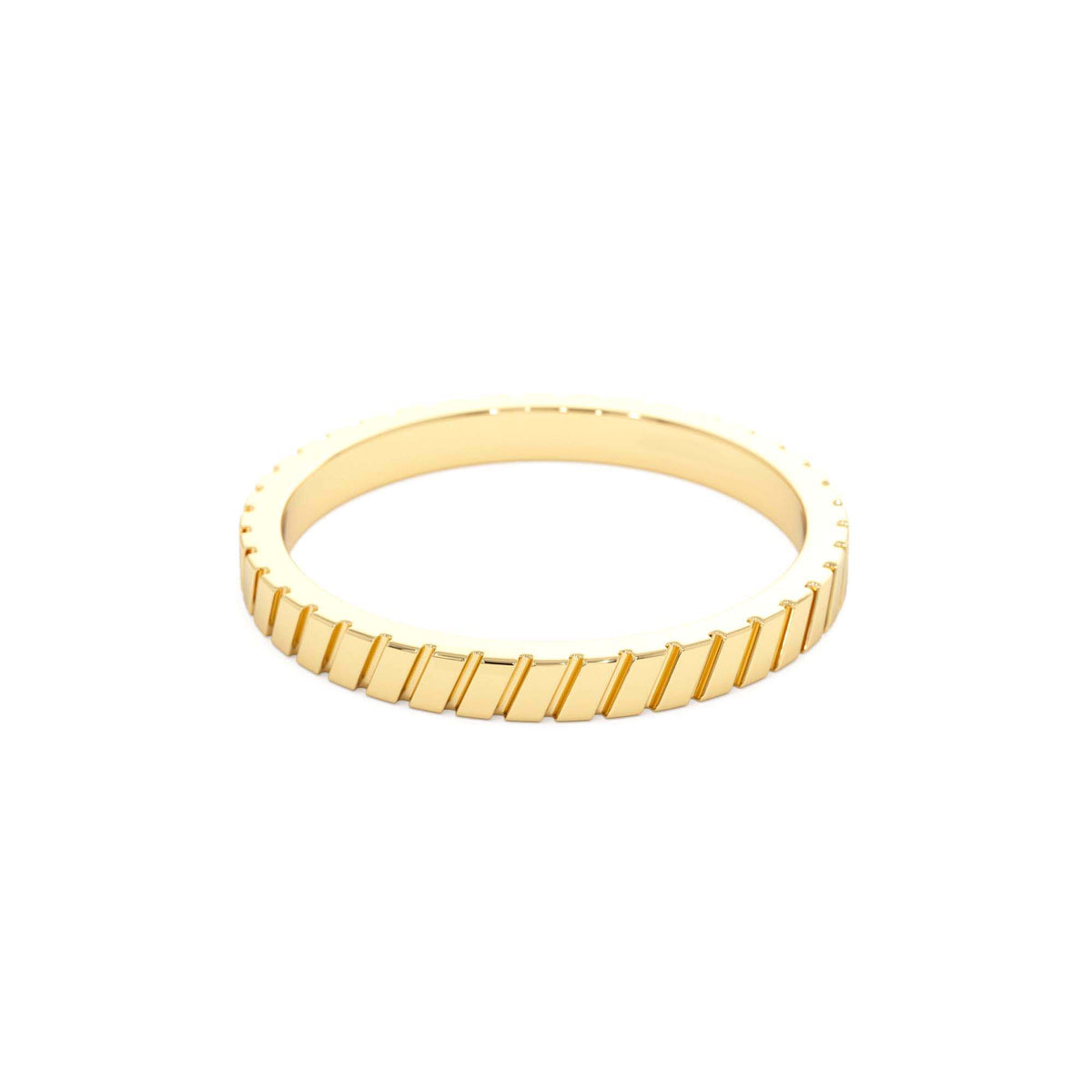 Diagonal Fluted Band Ring in 14K Gold — view 2
