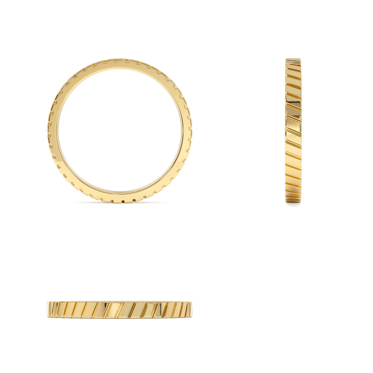 Diagonal Fluted Band Ring in 14K Gold — view 3