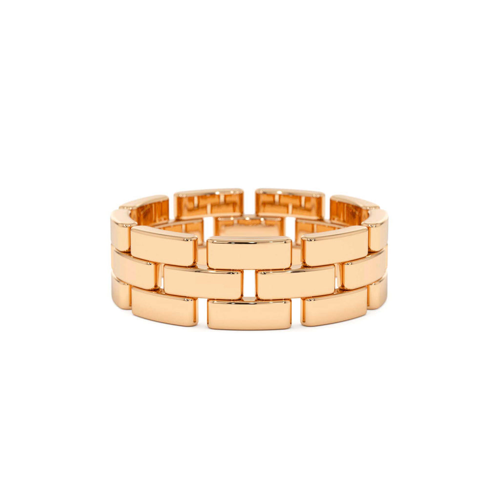 Wide Chain Link Ring in 14K Gold — view 5