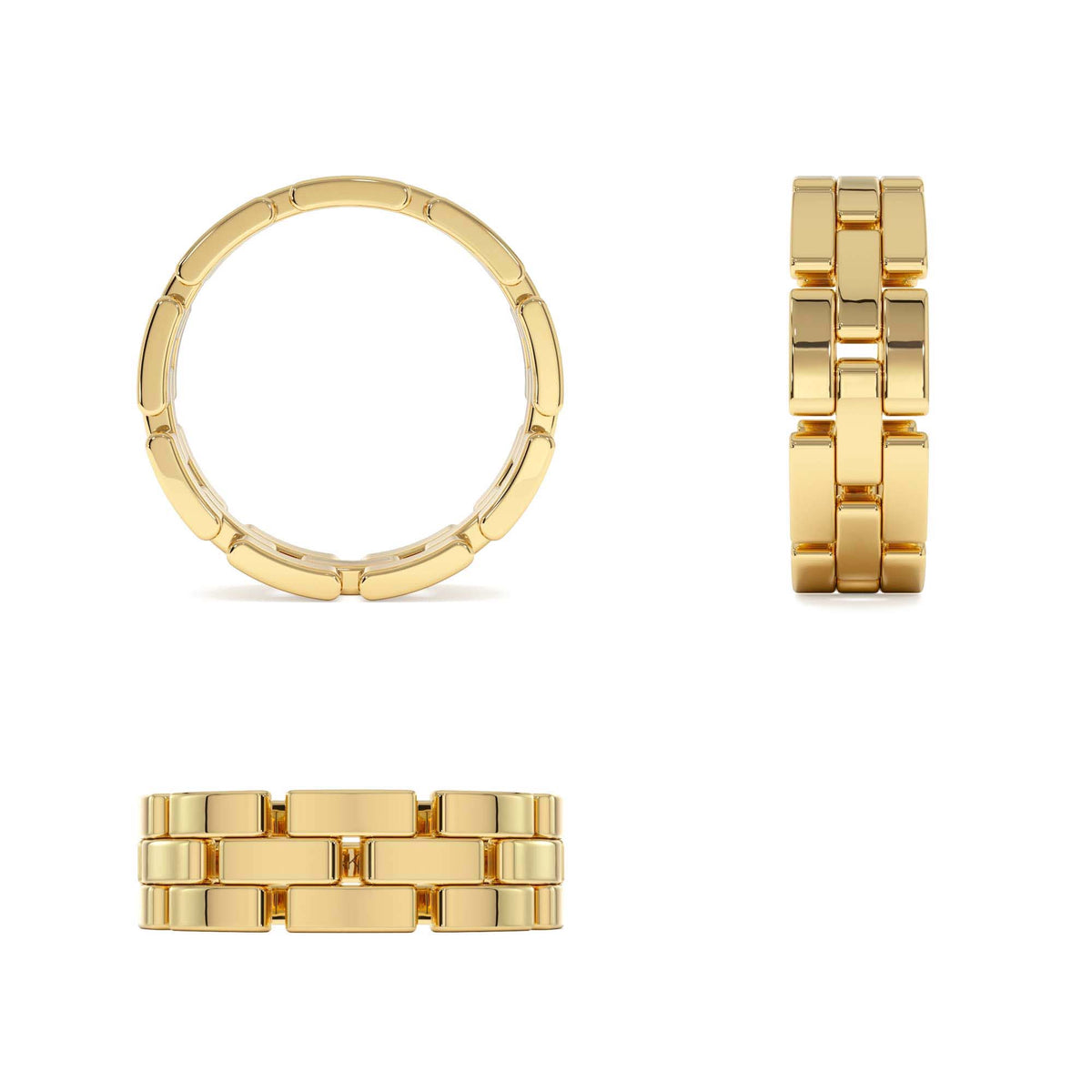 Wide Chain Link Ring in 14K Gold — view 3