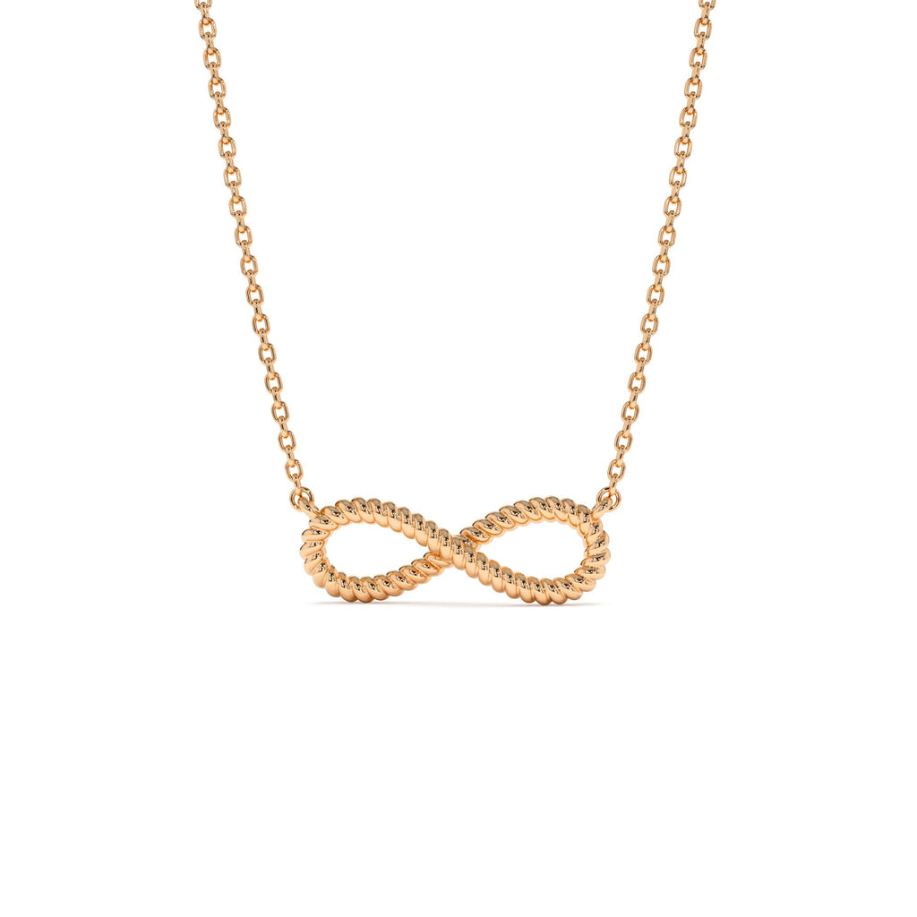 Twist Rope Infinity Necklace in 14K Gold — view 4