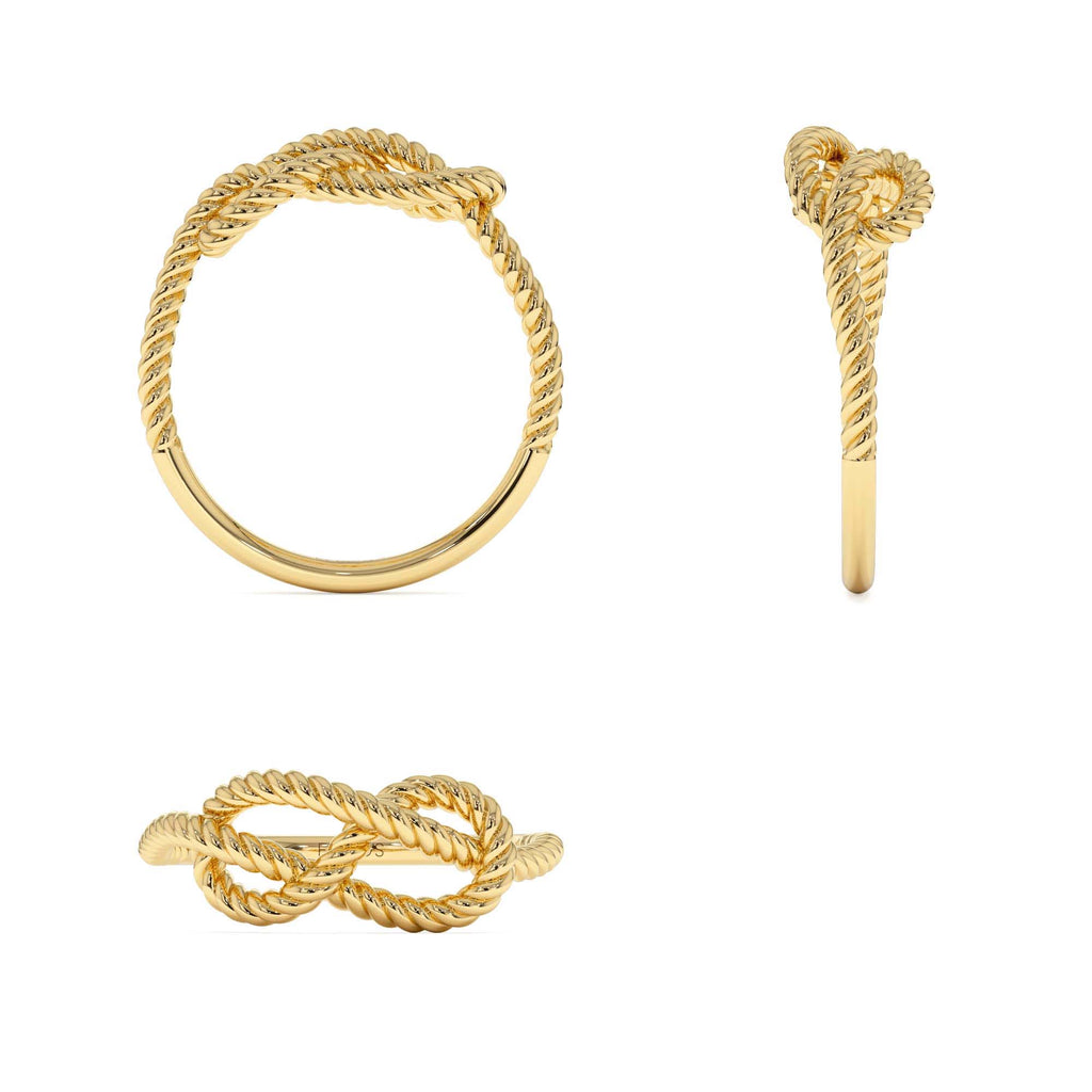 Twist Rope Infinity Knot Ring in 14K Gold — view 3
