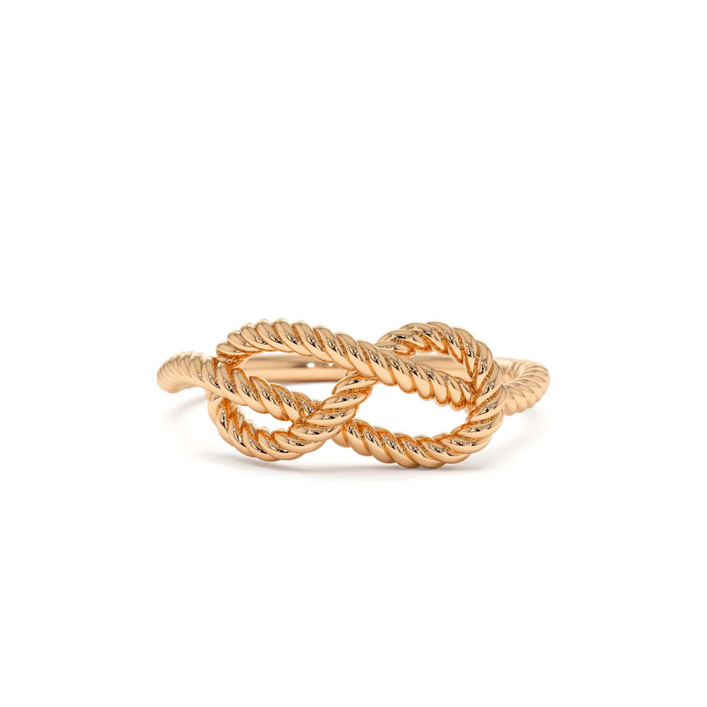 Twist Rope Infinity Knot Ring in 14K Gold — view 5